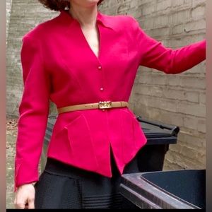 Thierry Mugler 80s vintage pink wool fitted blazer jacket